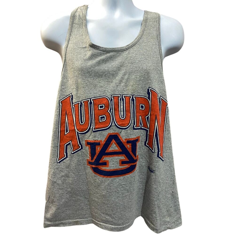 VINTAGE Auburn Tigers Tank Top Mens Large Red Oak Football 90s USA 21.5x28.5
